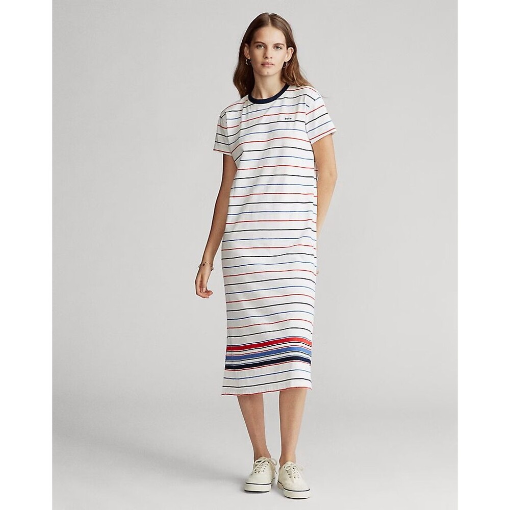 Polo Ralph Lauren Womens Tee Shirt Dress Size Small Red/White/Blue Strips NWT